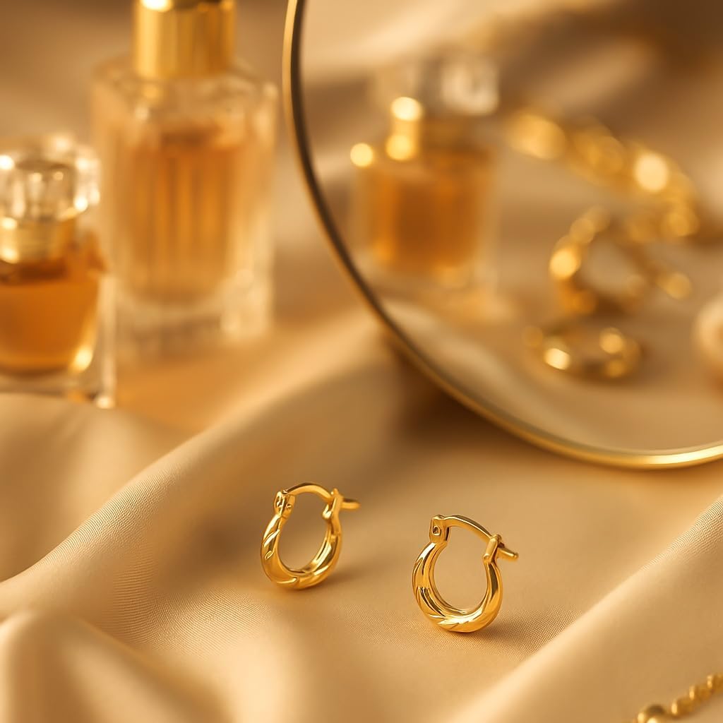 Hoberta Real Yellow10k Gold Hoop Earrings for Women And Mom| Lightweight Hoops Solid Jewelry for Hypoallergenic & sensitive ears Round Original 10 Karat for Christmas Gifts
