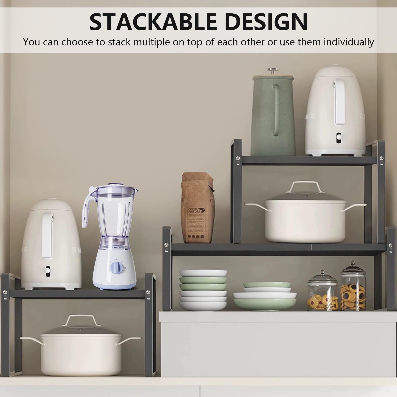 Cozary Étagère De Cuisine Extensible 37 à 63 Cm, Robuste, Organisateur