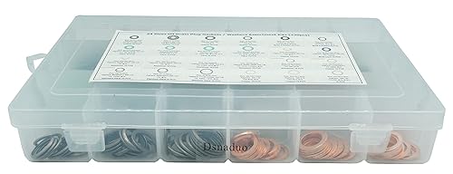 Miniatura 5 de Dsnaduo 320 juntas de tapón de drenaje de aceite maestro de 24 tamaños, kits surtidos de arandelas reemplazan 11026-01M02, 097-119, 097-139,