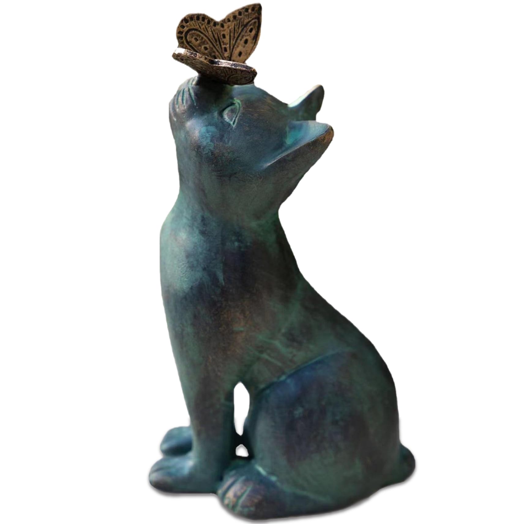 Pesoncarl Cat Garden Statue, Cute Cat Statue with Butterfly, Resin Figurines, Descorative Pet Memorial for Lawn Patio Yard Garden