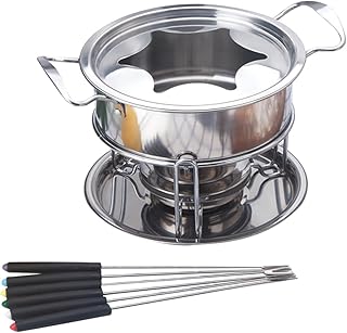 Melting Furnace for Chocolate Fondue 10-piece Fondue Set Stainless Steel Pot Easy to Use for Novices