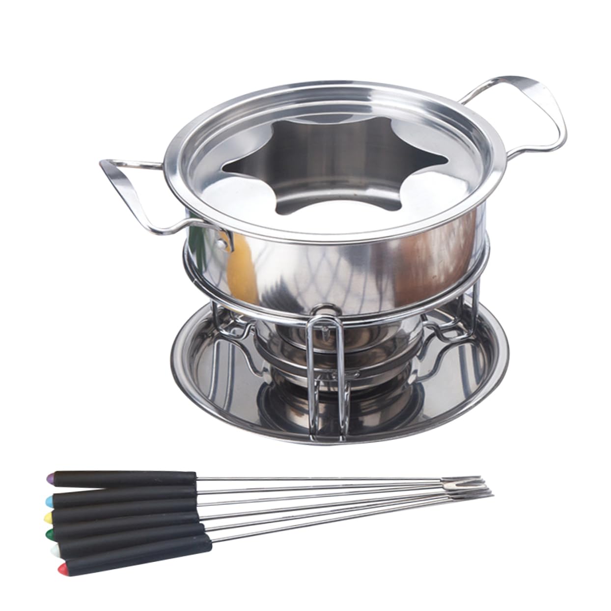 Unomor Melting Furnace for Chocolate Fondue 10-piece Fondue Set Stainless Steel Pot Easy to Use for Novices