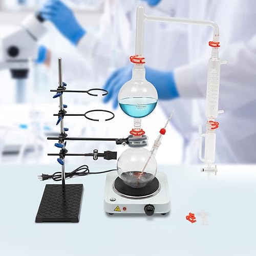 Miniatura 4 de Separador de aceite esencial de 110 V 1000 W, kit de cristalería de laboratorio, aparato de destilación de aceite de vapor de encimera, purificador