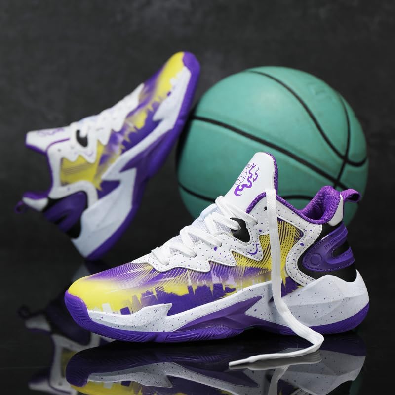 Basketball Shoes for Boys and Kids, Walking Running Shoes Breathable Comfortable Boys Sneakers for Little and Big Kids