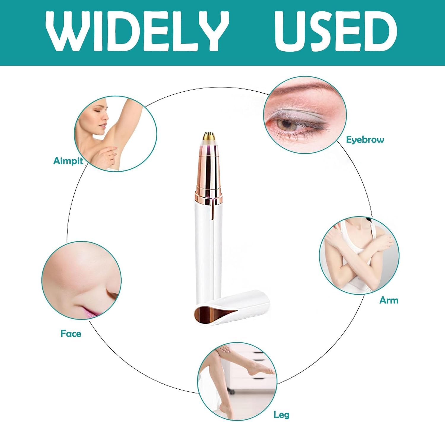 Penna trimmer elettrica ricaricabile USB per sopracciglia, rimuovi peli indolore e preciso, strumento sicuro per viso, gambe, labbra, ascelle e mani (Bianco)