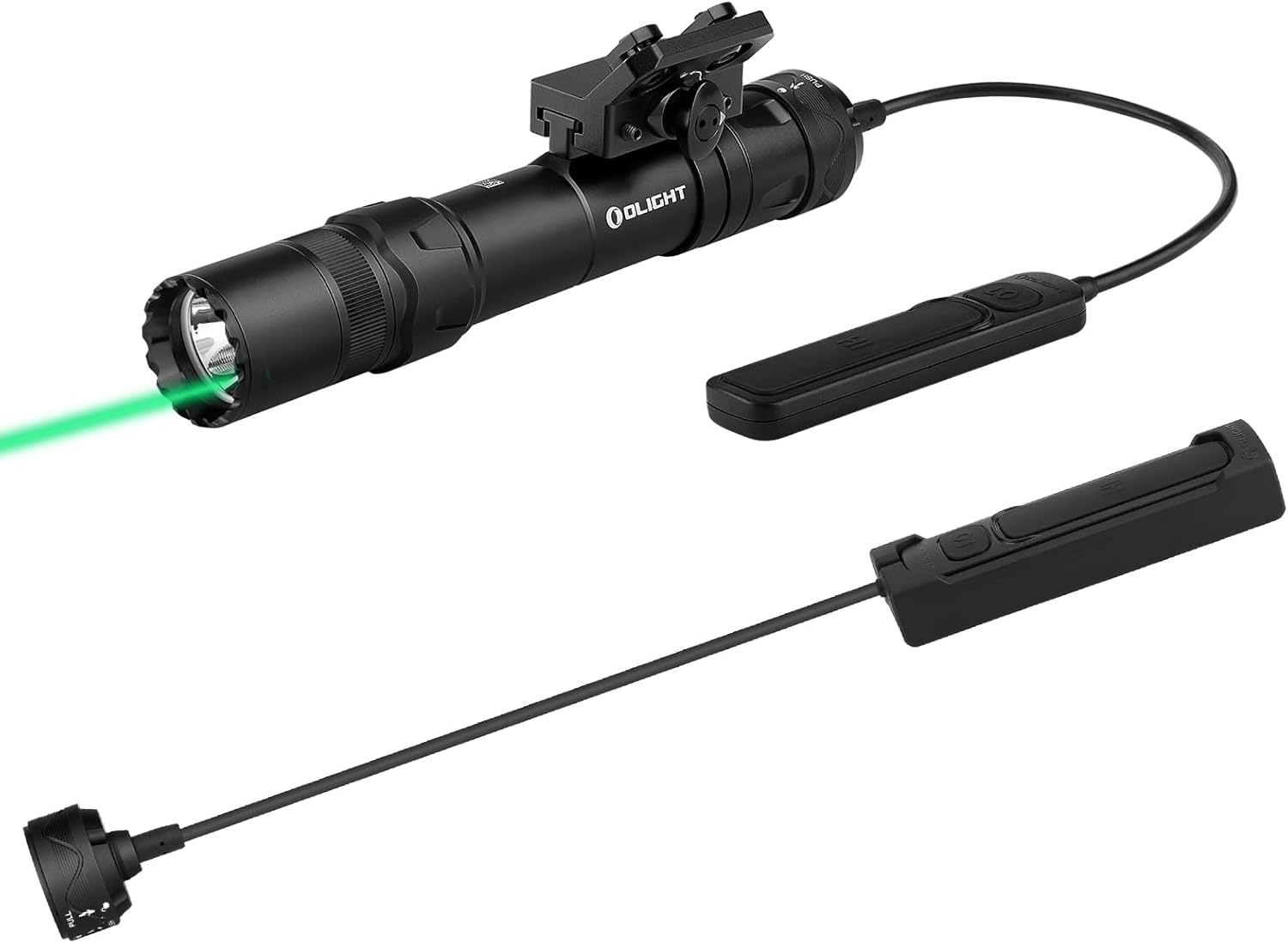 OLIGHT Odin GL M 1500 Lumens MLOK Mount Rechargeable Tactical Flashlight with Green Beam and White LED Combo Bundle SROD-7 Magnetic Remote Pressure Switch