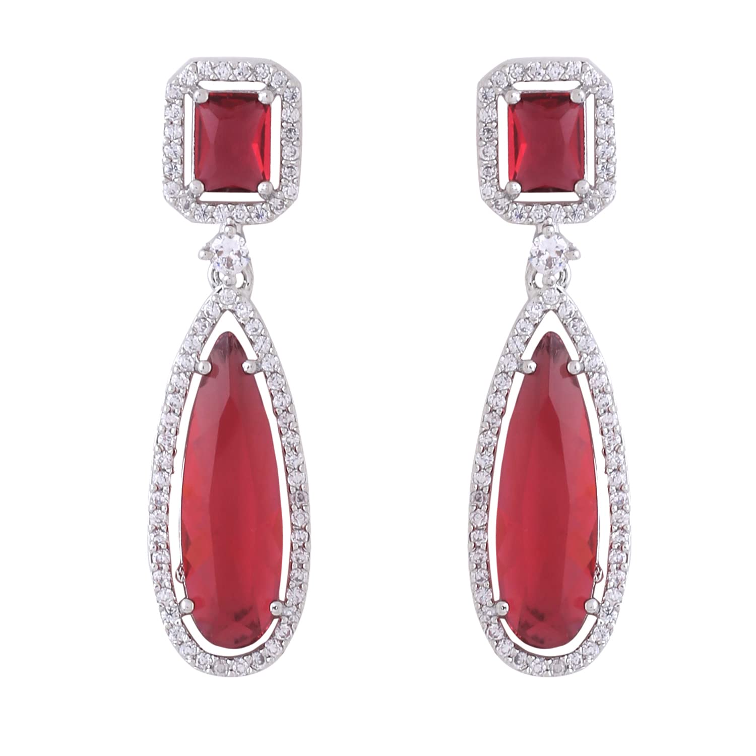 Yellow Chimes Earrings for Women and Girls American Diamond Drop | Silver Tone Red AD Stone Drop Earrings | Birthday Gift for girls and women Anniversary Gift for Wife (B0C6LZ1QS3) Amazon Price History, Amazon Price Tracker