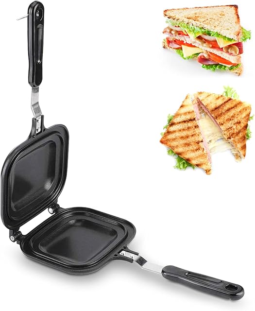 Stovetop Sandwich Toaster, Non-Stick Portable Toasted Sandwich Maker Panini Press Grilled Cheese Maker for Family Breakfastor Camping