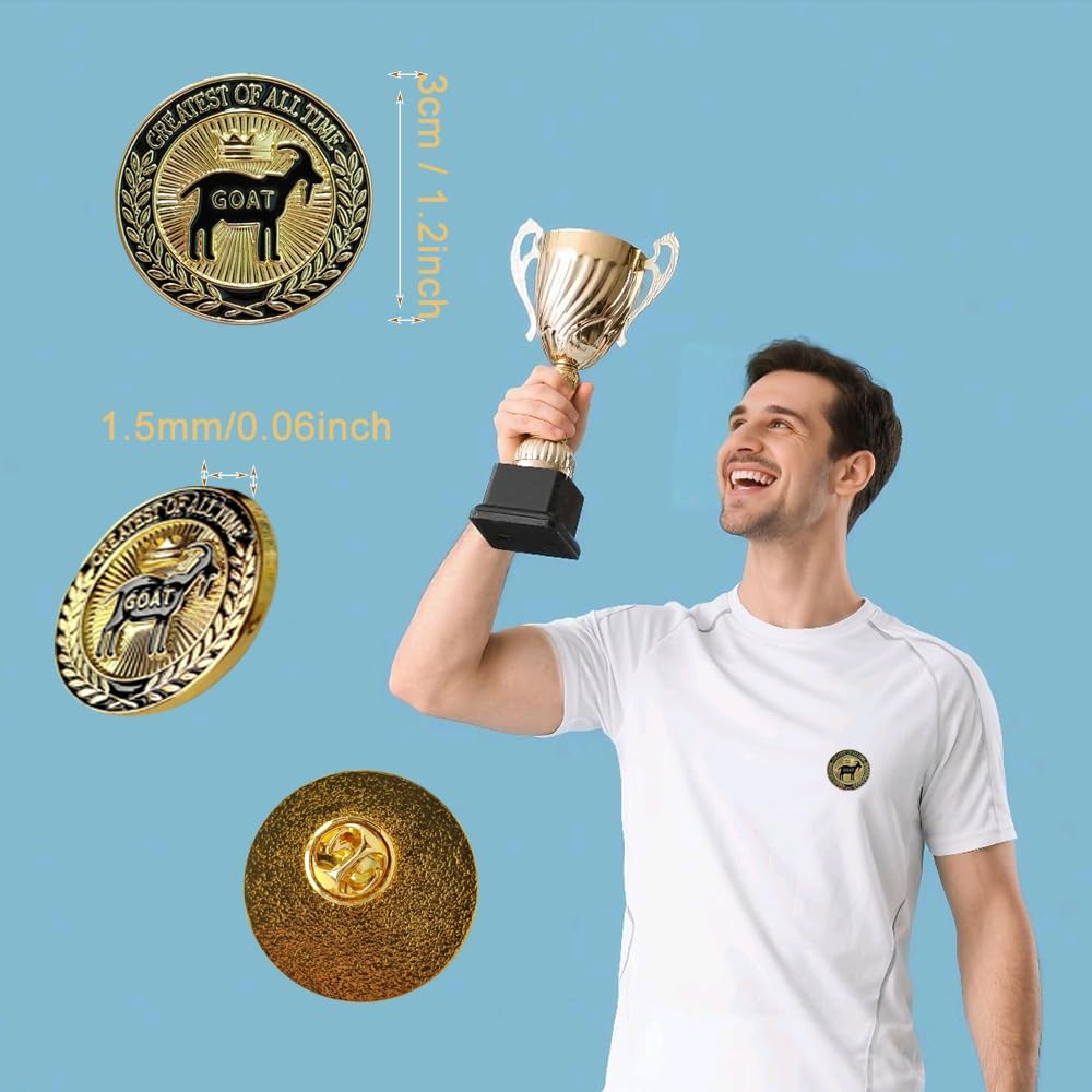 50 Pcs Goat Trophy Badge MVP Award Lapel Pins Greatest of All Time Gifts For Team Coworkers Students