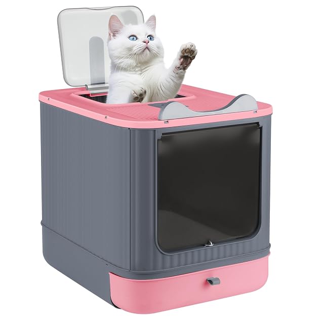 Foto 3 de 8 de Arenero para Gatos, Caja de Arena para Gatos, Bandeja Extraíble, Pala, Gancho Lateral, Fácil de Limpiar…