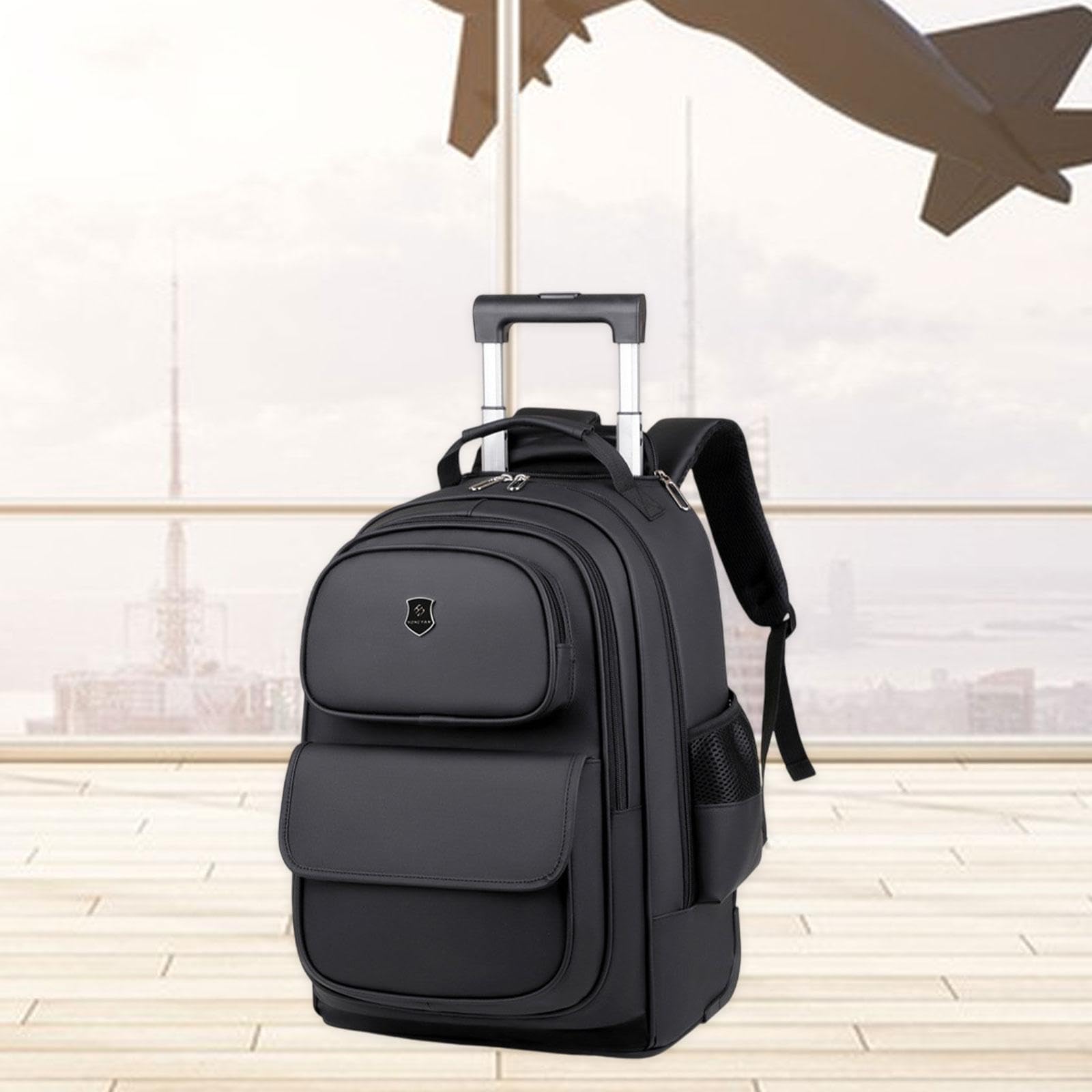 Zaino per Laptop Valigetta per Laptop con rotelle e Ruote, Nero