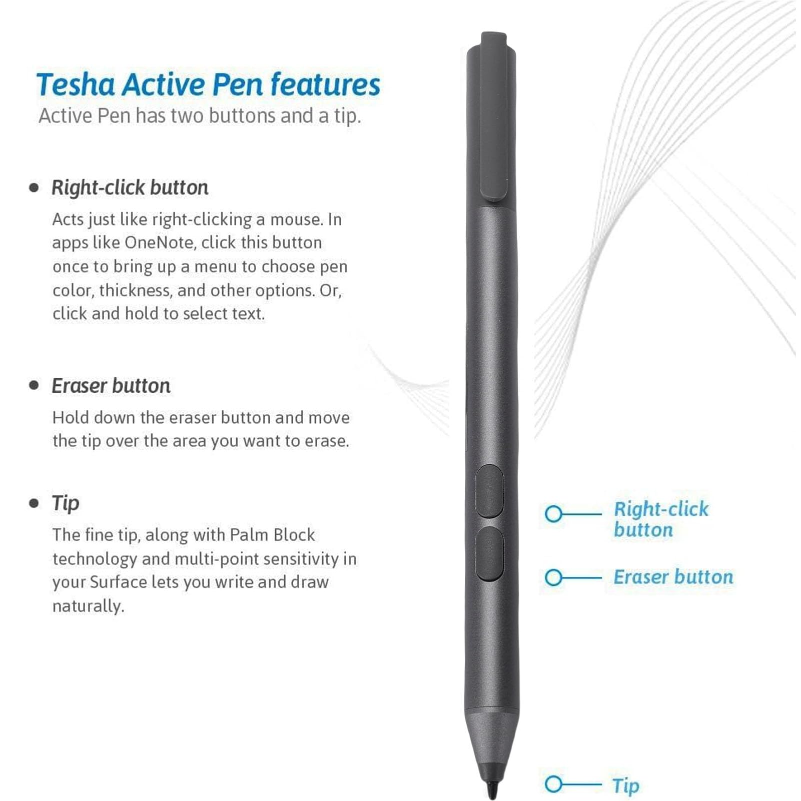 Sxhlseller Penna Stilo, Penna Digitale Attiva con sensibilità Alla Pressione 4096, Bluetooth, 2 Pulsanti Programmabili, per Laptop ROG ZenBook VivoBook Series