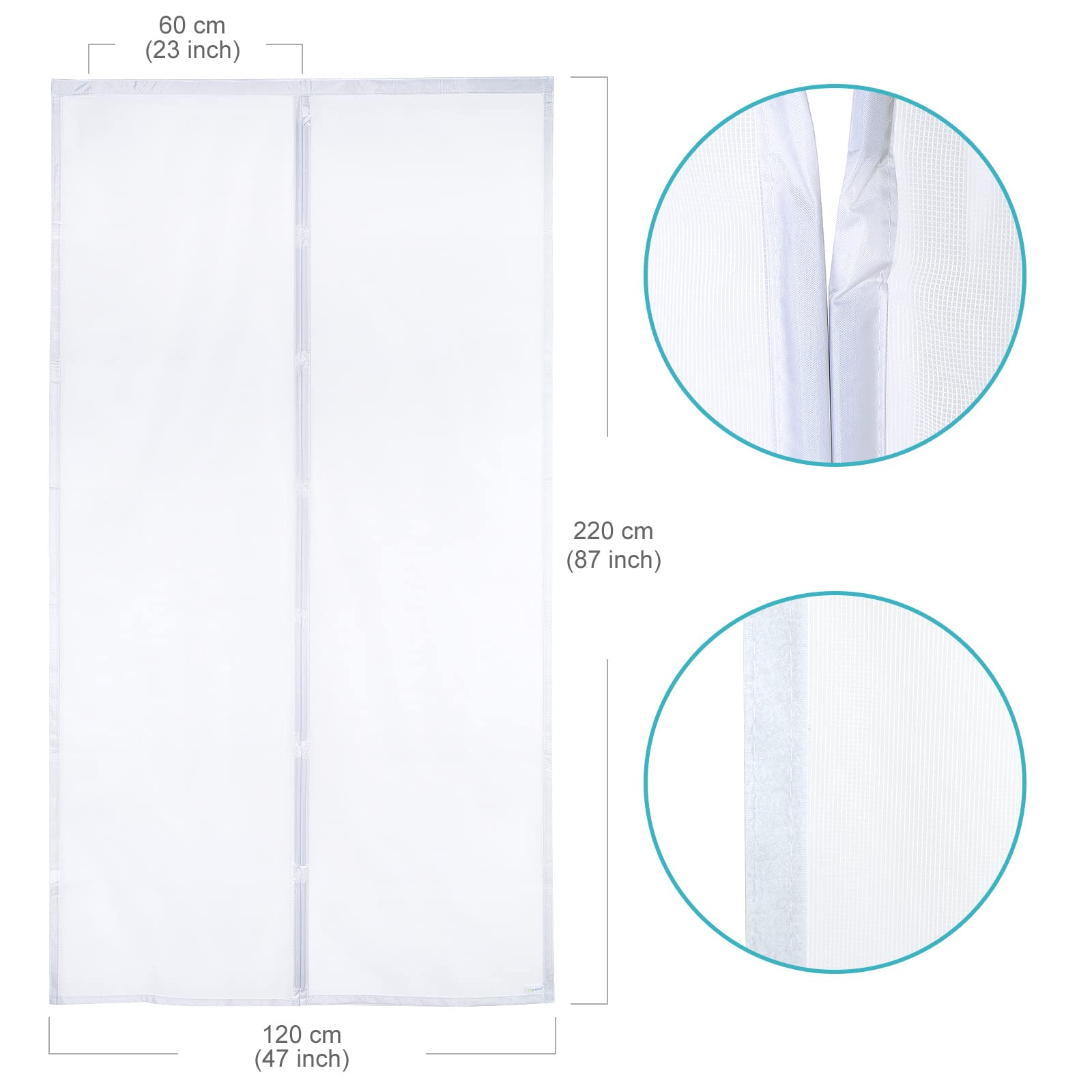 Apalus Zanzariera con Magneti in Vetroresina, Modello Deluxe - Rete Molto Resistente, Tenda con Magneti Ancora Più Potenti, Resiste al Vento e ai Raggi UV - Non Accorciabile (120x220CM, Bianco)