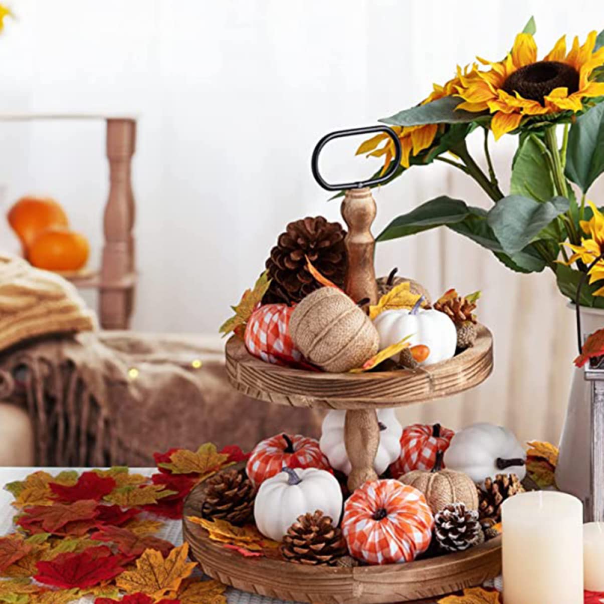 24stücke Teiliges Künstlicher Kürbisse Herbst Und Halloween-Dekoration Vielseitig Einsetzbar Für Festlichkeiten Rustikale Akzente Für Zuhause Schule Und Garten