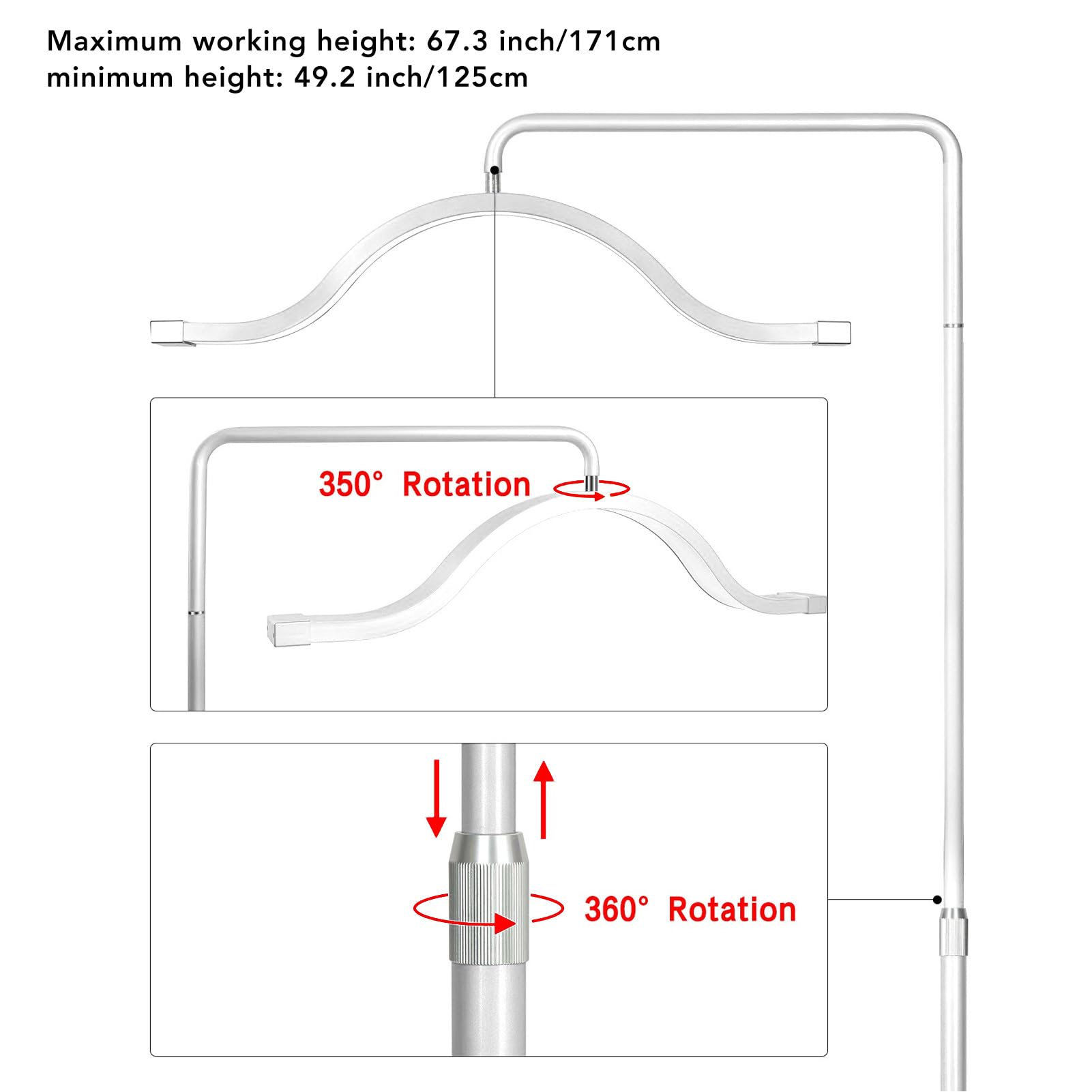 Lampada video a mezzaluna, luce da pavimento a LED da 3200K a 5600K con supporto per telefono, per extension ciglia, bellezza, cura della pelle, oro | Leroy Merlin