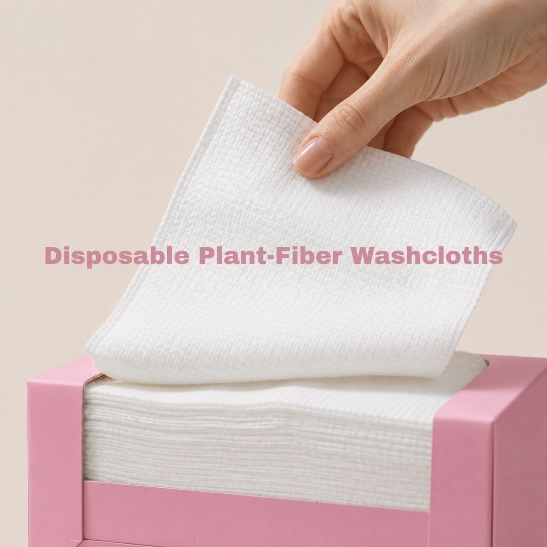 Squeaky Clean Disposable Face Towels, Ultra Absorbent & Soft Facial Wash Cloths, Plant-Based Cleansing & Makeup Remover Dry Wipes, Gentle for Sensitive Skin, Wet or Dry – 50 Count image 2