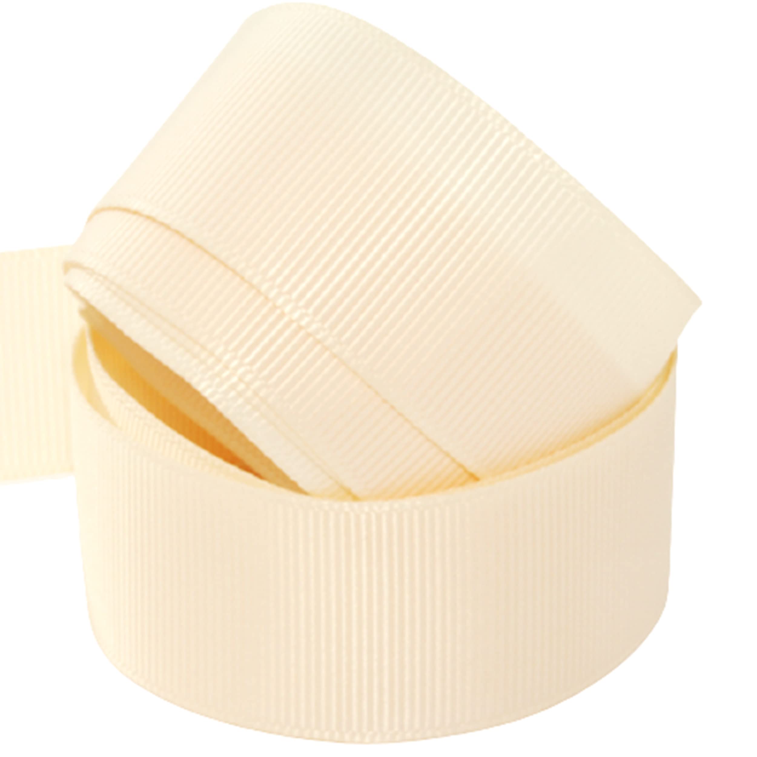 Grosgrain Ribbon -23 Meters / 25 Yards Rolls for Gifts Wrap Sew Party Decorations Events Wedding Christmas Crafts Bows DIY Bouquets Cake Double Sided Buy Any 3 Get 1 Free (50 mm, Ivory)