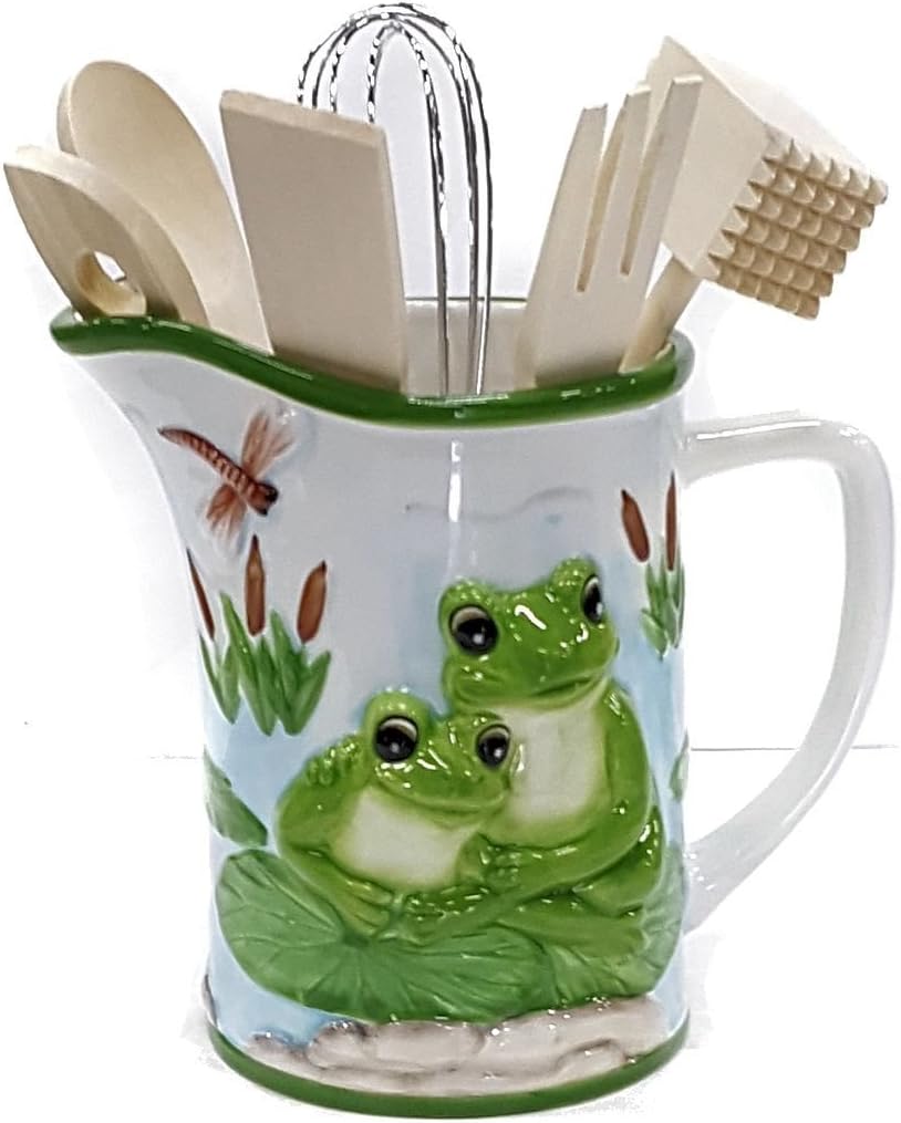 Frog Design 3 Dimensional Ceramic Sugar 7pc Kitchen Set