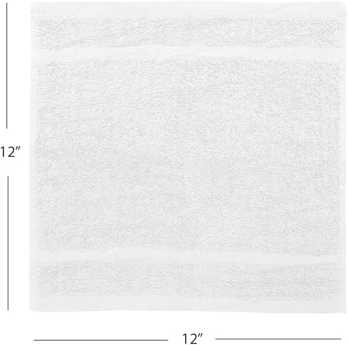 Miniatura 8 de Avalon Towels Toallas de algodón  Paquete de 24 unidades, 12 x 12 pulgadas, 100% algodón hilado en anillo, toallas faciales suaves y absorbentes,