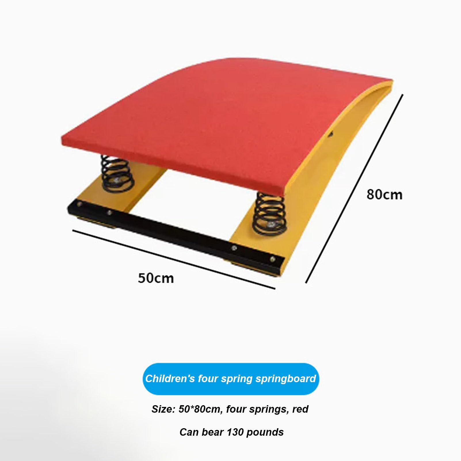 Juniorska trampolina gimnastyczna do skoków przez kozła i ćwiczeń w domu, szkole lub piwnicy – ​​przenośna, profilowana trampolina 50X80CM