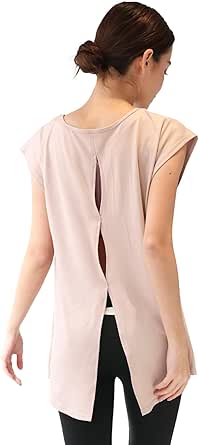 ON NISHIKI ヨガウェア トップス 半袖 UVカット カップ付き ブラ一体型 丈長め 体型カバー 重ね着風 スポーツウェア ヨガ ピラティス フィットネス ジム