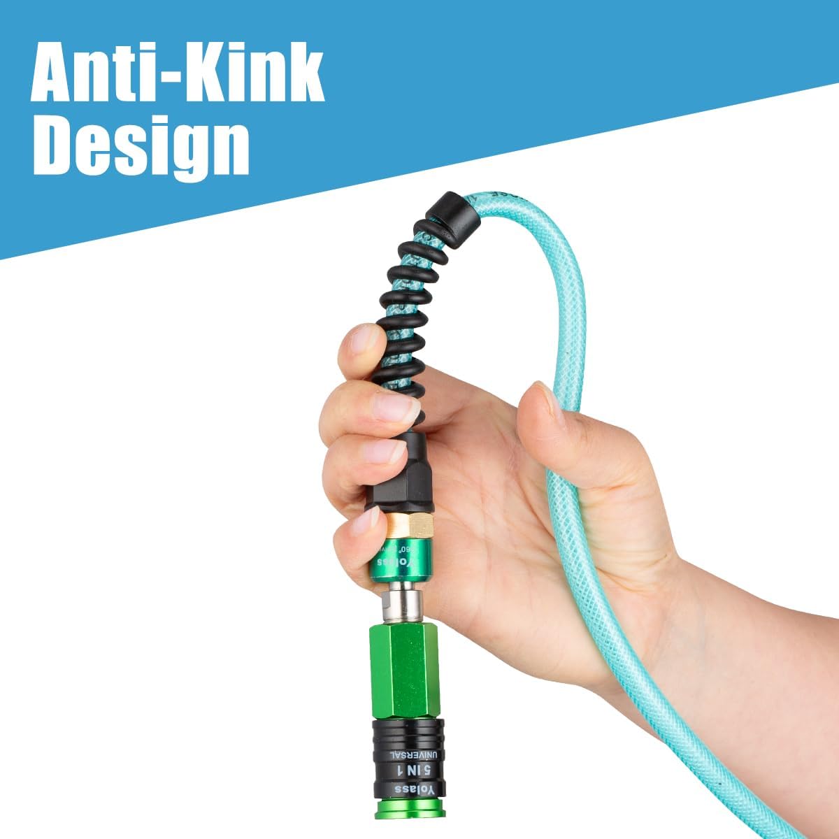 Yolass Air Compressor Hose 1/4”x 100 ft Bule Transparent Flexible Reinforced Polyurethane (pu) Air Hose with 1/4" 360 Swivel Coupler and Plug Fitting,Bend Limiter