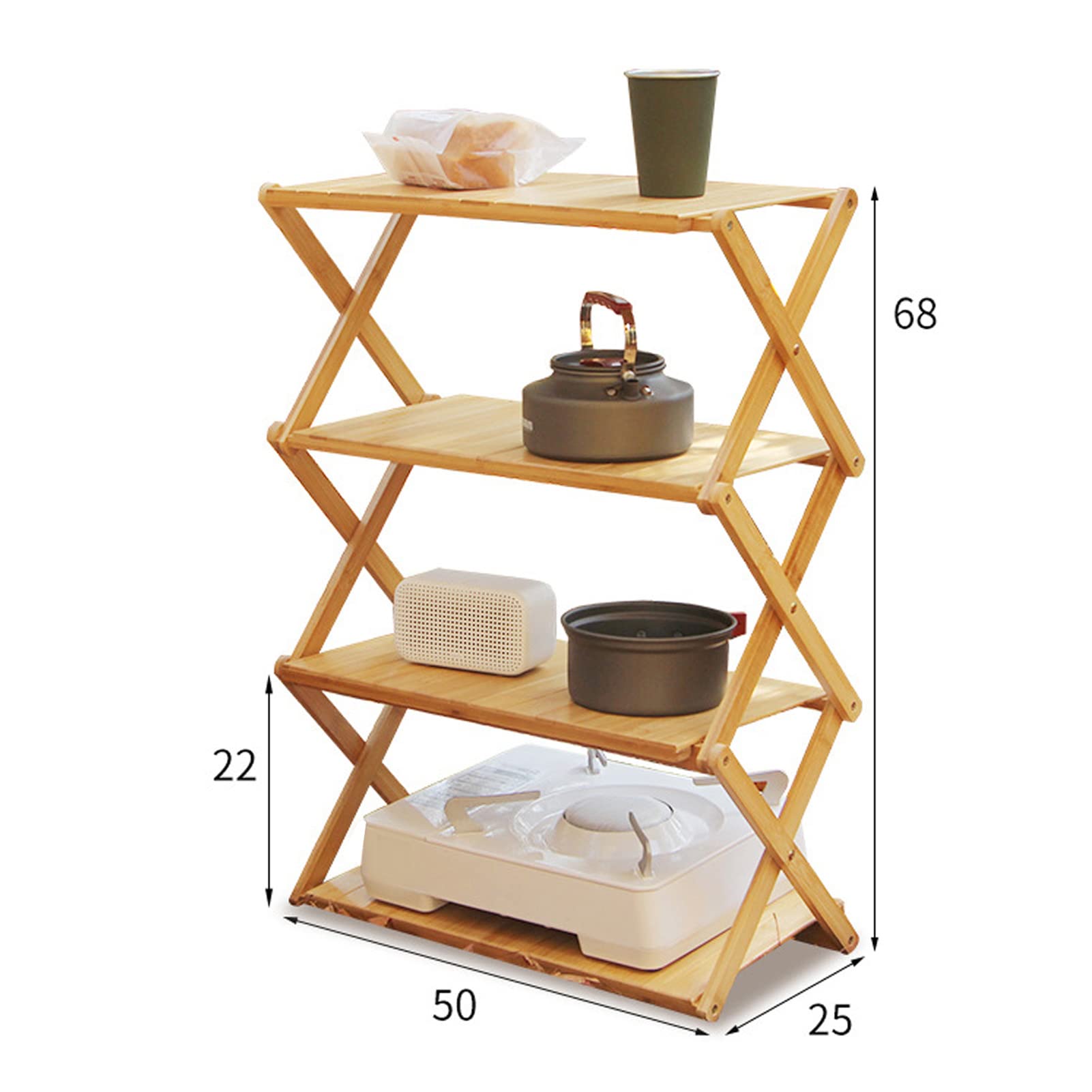 Foldable Wood Rack, Folding Wooden Shelf Sturdy Strong Bearing