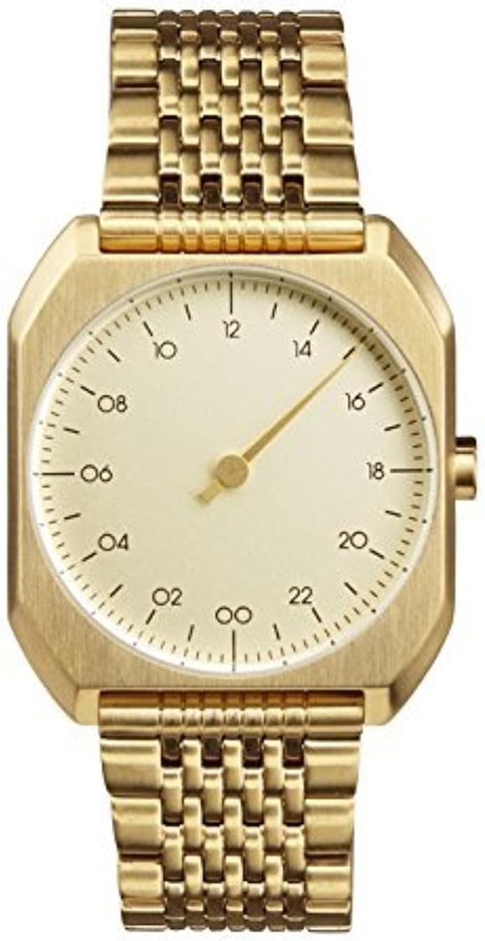 SLOW Mo 04 - All Gold Steel Unisex Quartz Watch with Gold Dial Analogue Display and Gold Stainless Steel Gold Plated Bracelet, Gold/Gold, Bracelet