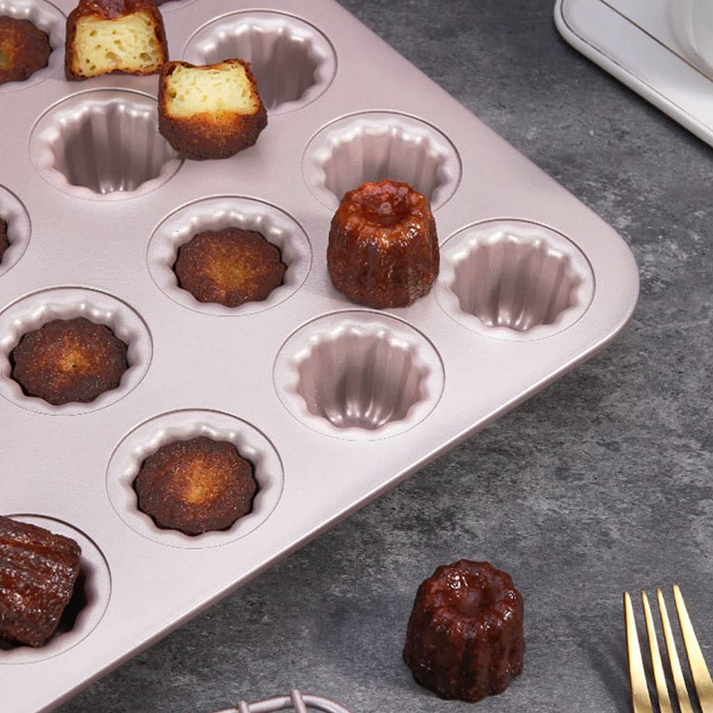 CANDeal 20 Tazas De Cannele Molde Antiadherente Magdalena Magdalena Moldes De Oro Canneles De La Lata De Hornear Pan De Acero Al Carbono