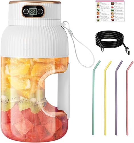 Miniatura 9 de Yulyoie - Vaso exprimidor portátil multifuncional con pantalla digital, 2024 nuevo exprimidor portátil multifuncional, licuadora personal, licuadora