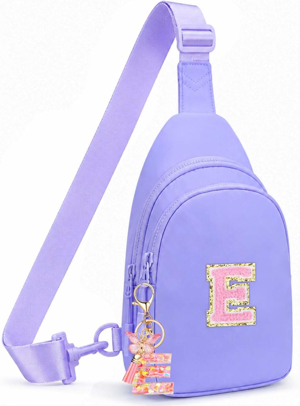 Initial Sling for Kids Girls 10-12 - Small Waist Belt Bag with Initial Letter Patch and Extender Strap for Women Teen Girl Friends Mini Bum Hip Travel Purse Crossbody Belt Bag E
