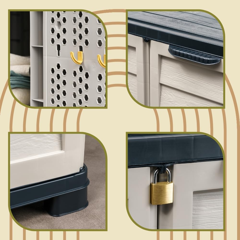 GarPet Gartenschrank Wetterfest Outdoor Kunststoff Schrank Kunststoffschrank Mehrzweckschrank Balkonschrank Geräteschrank Outdoor Kunststoffschrank Wetterfest