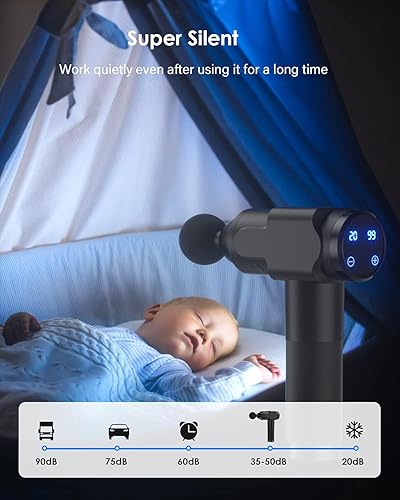 Miniatura 5 de Pistola de masaje muscular, pistola masajeadora de percusión portátil de 20 velocidades, masajeador muscular corporal de mano, pistola de masaje