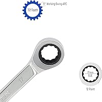 Vista 4 de Llave de trinquete de extremo de caja doble 0.551 in x 0.669 in métrica 72 dientes 12 puntos trinquete engranaje herramientas de llave de engranaje