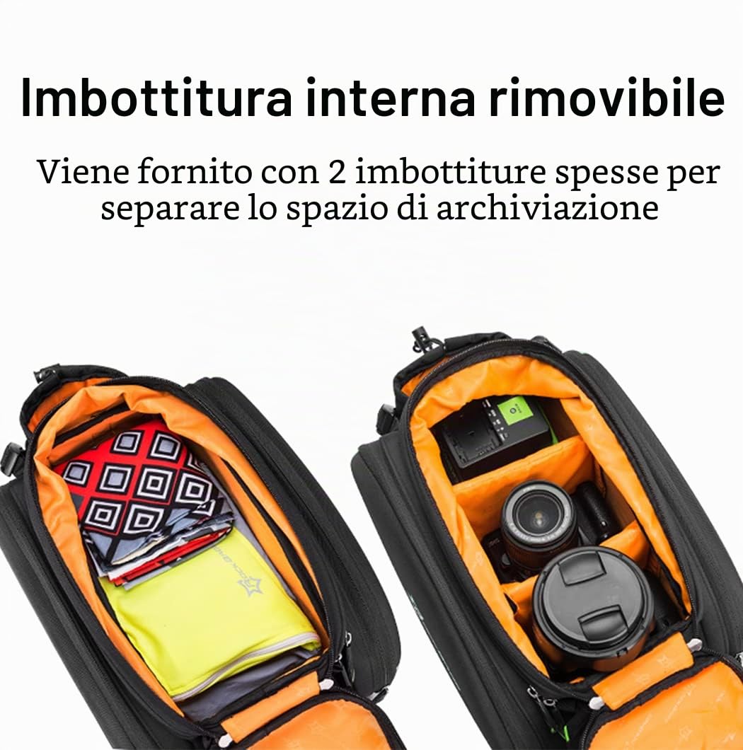 ROCKBROS Borsa Posteriore Bici Borsa Portapacchi Grande Capacità Multifunzione Estendibile 10L-35L Copertura Antipioggia in Regalo