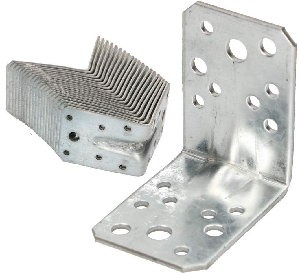 KOTARBAU Squadretta di giunzione Angolare 65 x 65 x 45 mm Zincato a caldo Rinforzata Piastra di Fissaggio Staffa Angolo Superficie Multiforo 50 pezzi