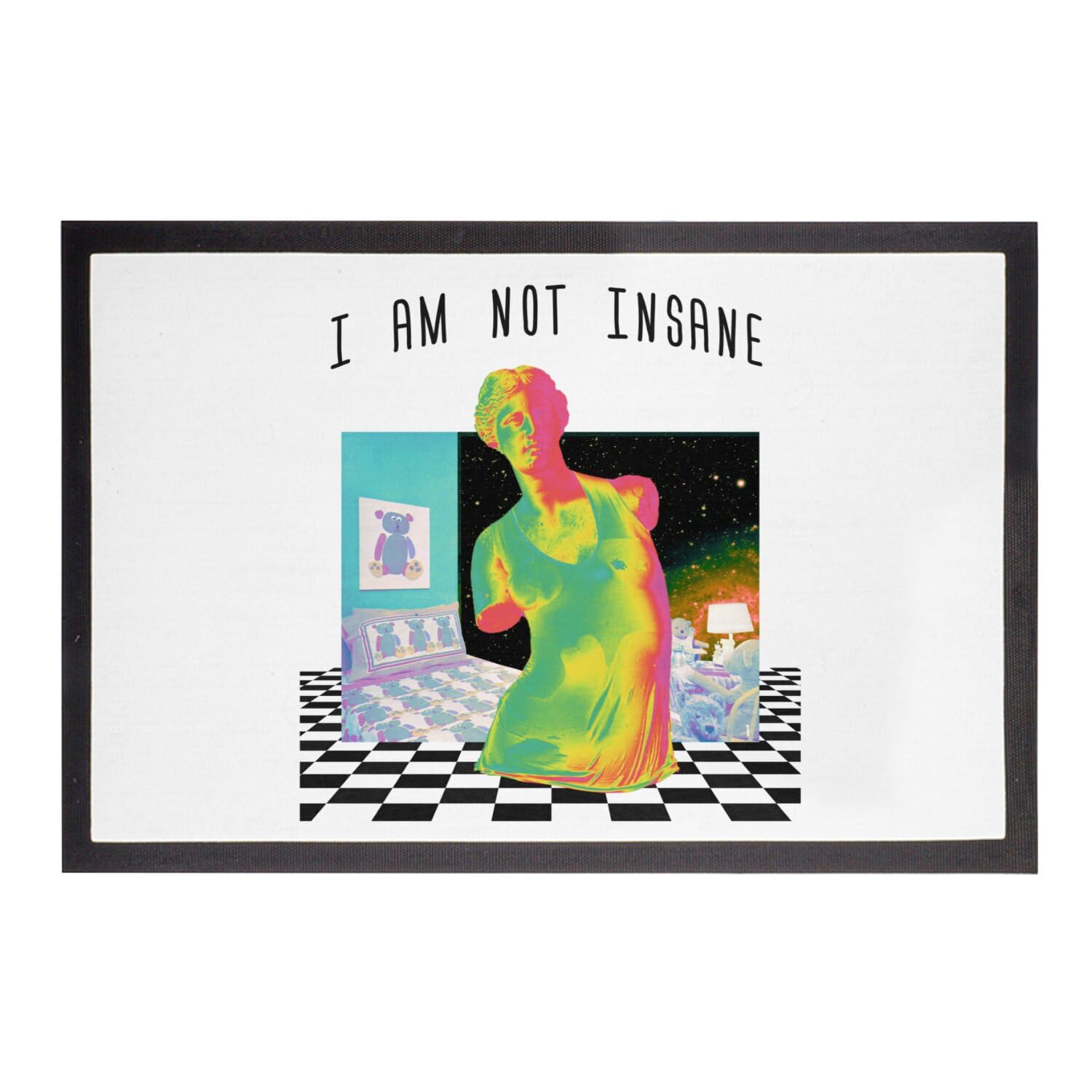 Paillasson Blanc Fabulous 60x40cm I Am Not Insane Vintage Art