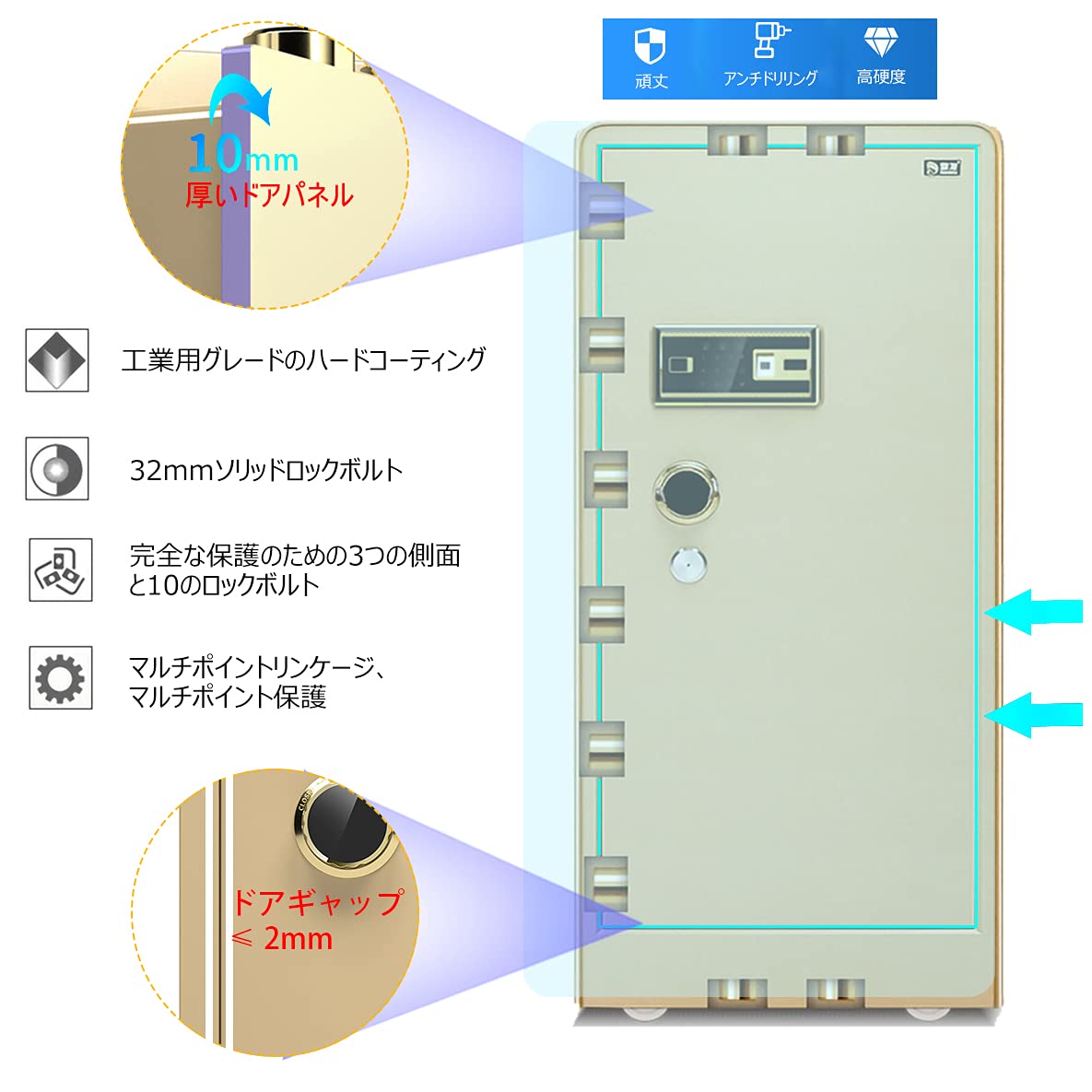 Amazon.co.jp: YIY Rock-Solid 防犯金庫 DFシリーズ 純鋼製 指紋認証