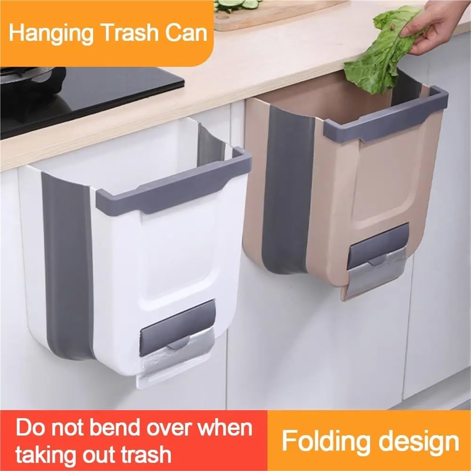 Portarifiuti A Parete 7/10L PP Appeso Cestino Della Spazzatura Portatile Fissato Al Muro Porta Dell'armadio Bidone della Spazzatura Riciclabile Bidone Dei Rifiuti Pieghevole Cestino Cucine Per Bagno,
