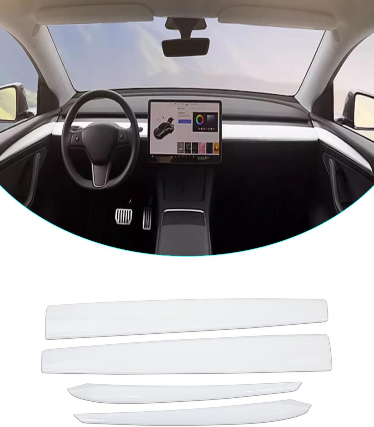 Photo 1 of Matte White Dashboard Cover and Front Door Cover Compatible with Tesla Model 3?2021-2023? and Model y?2019-2024?-NOT for Performance (Matte White)