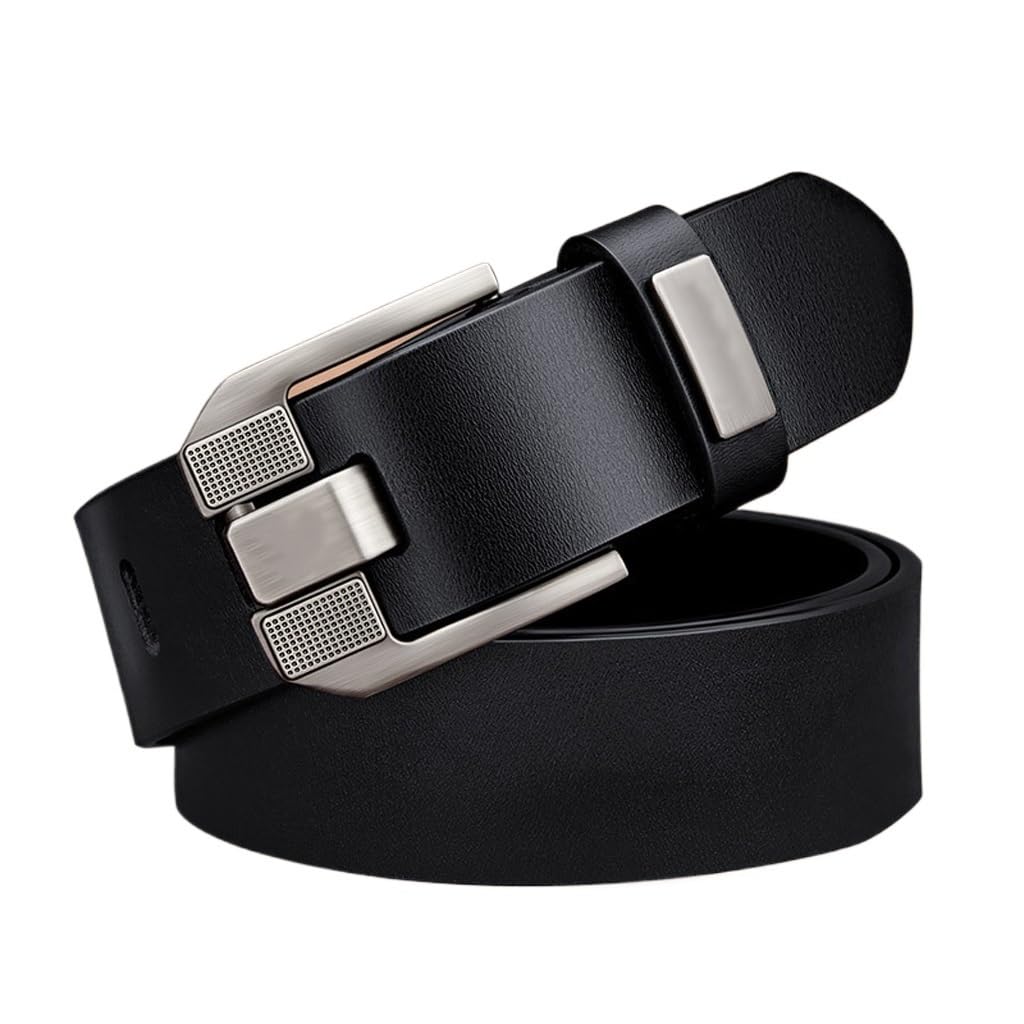 Mens Needle Buckle Belt Casual Perforated Genuine Leather With