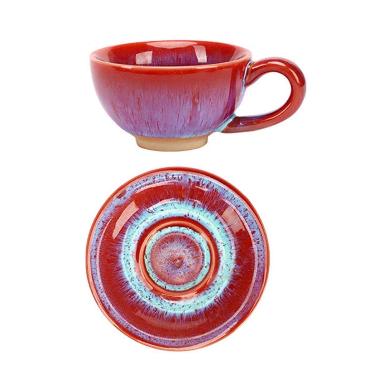 Tasses à café en céramique rouge de style européen surface lisse