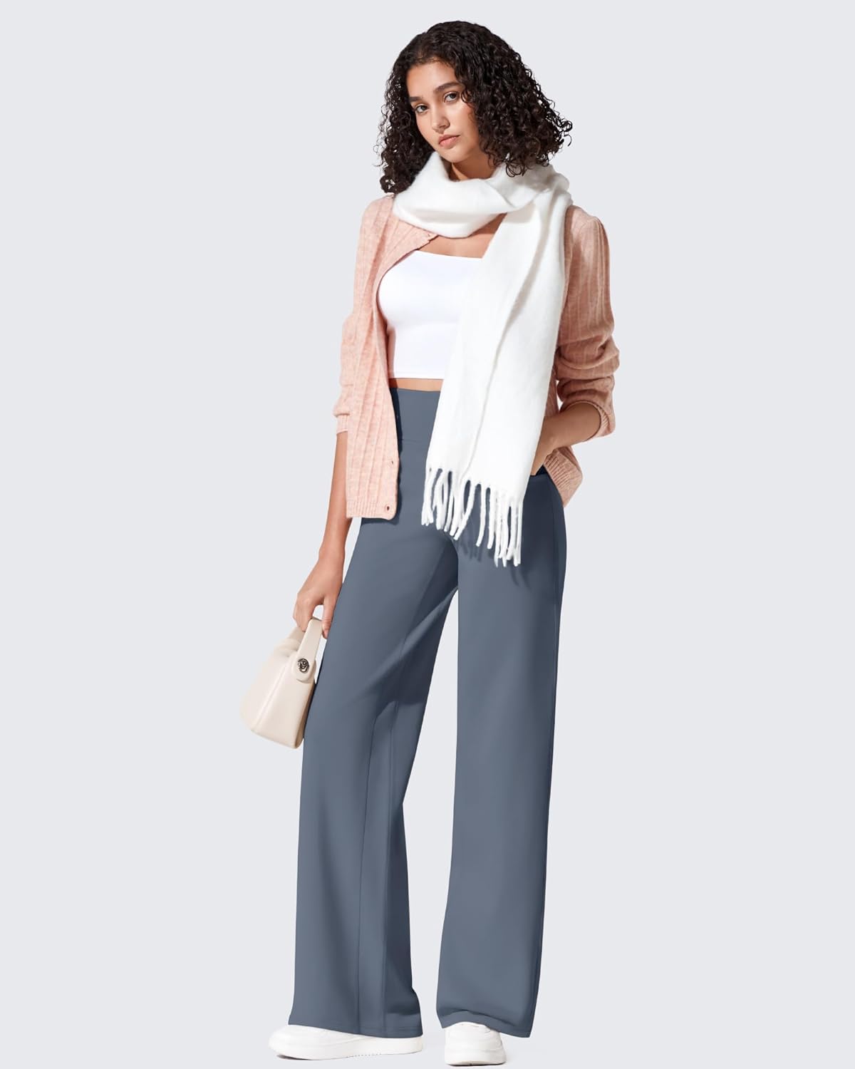 G4Free Fleece Lined Pants Women Wide Leg Work Trousers with Pockets High Waisted Sweatpants for Casual Dress Winter - Image 4