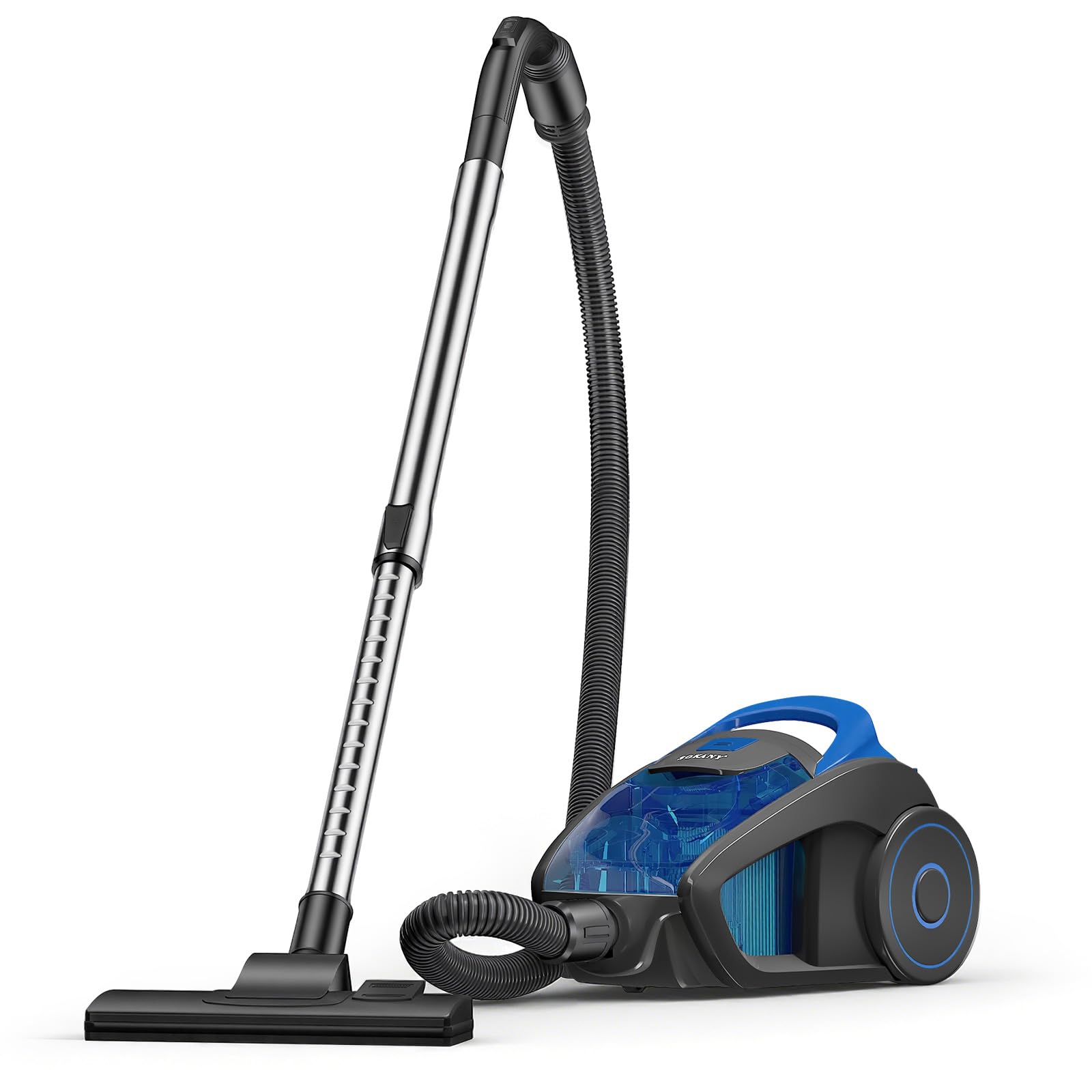 Aspirateur Traîneau Sans Sac Puissant 1200W, Aspiration 15000PA, Câble 5m, Buse Spéciale à Ions Négatifs Anti-Acariens, Silencieux et Compact pour Sols Durs, Tapis, Canapés et Poils d'Animaux (1,5L) - 2