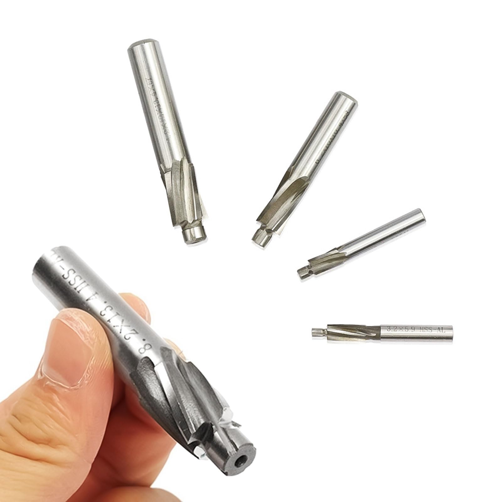 M3 M4 M5 M6 M8 Pogłębiacz do metalu 5 sztuk, HSS-AL 4 frezy frezarka końcowa frezarka, profesjonalne wiercenie rowkowe, wiertło do miedzi, aluminium, stali, żeliwa