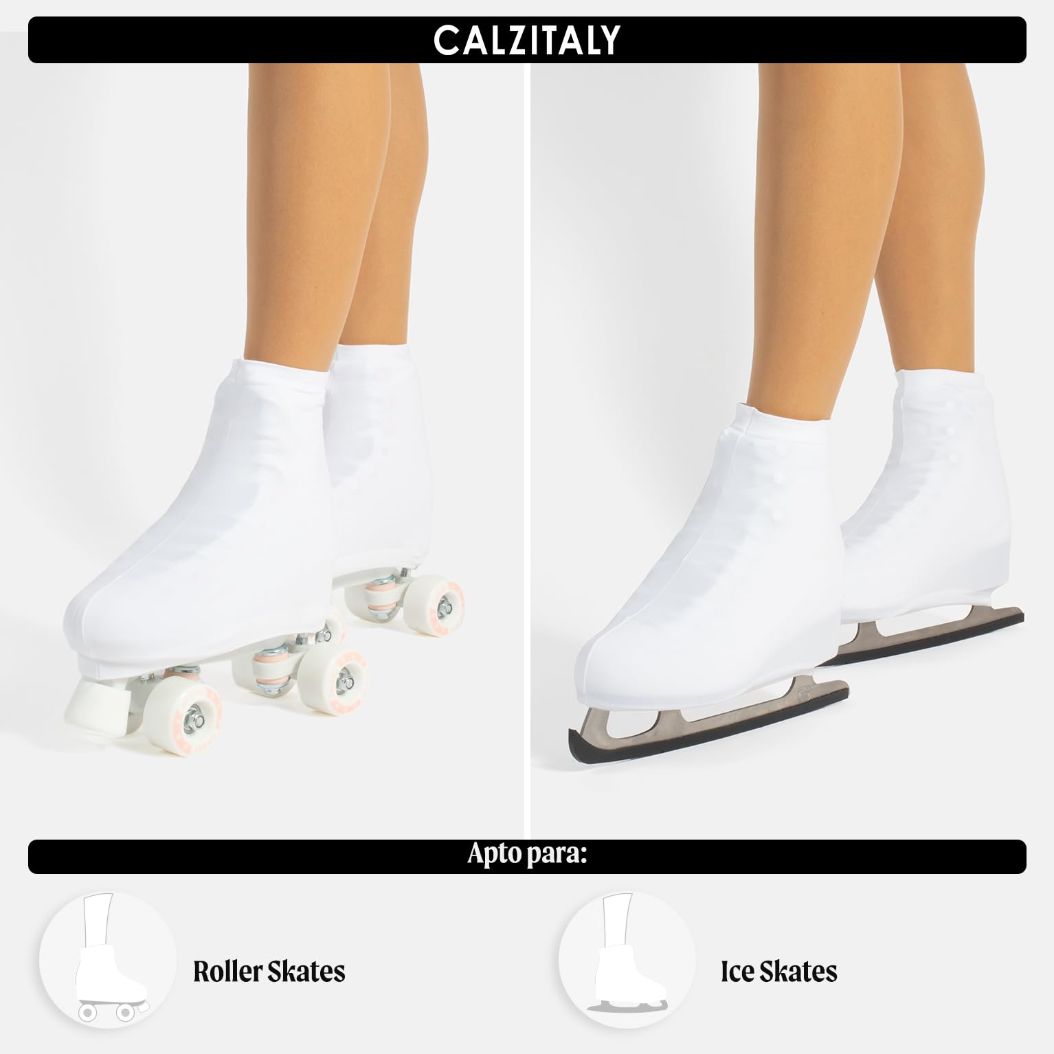 Cubrepatin para Niña y Mujer, Funda Patin Skate, 70 DEN, Natural, Negro, Caramelo