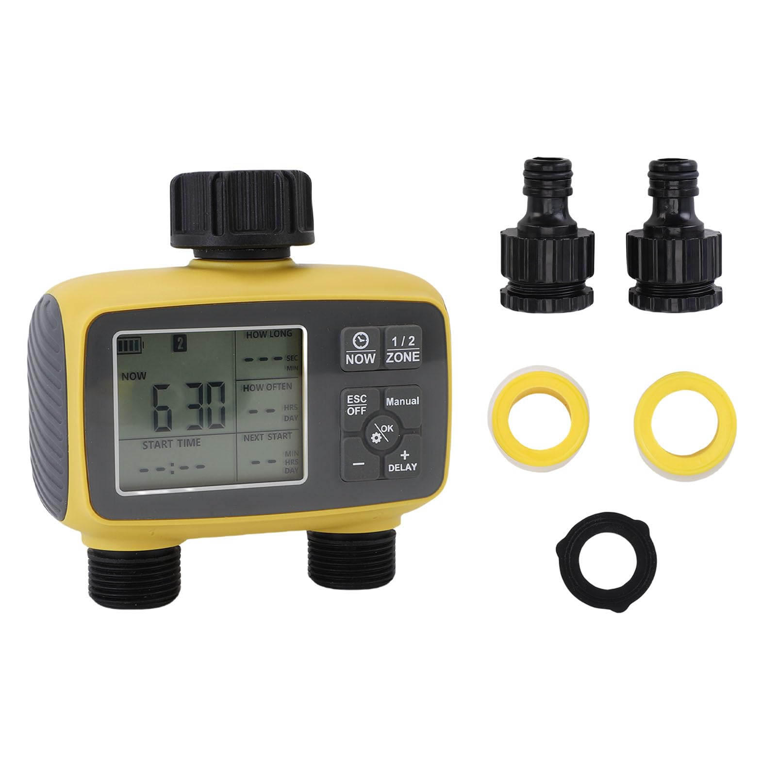 Jeffergarden Temporizzatore per Irrigazione, Timer per Irrigazione a Doppia Uscita con Ritardo Pioggia Programmabile per da Giardino, di del Prato Automatico per