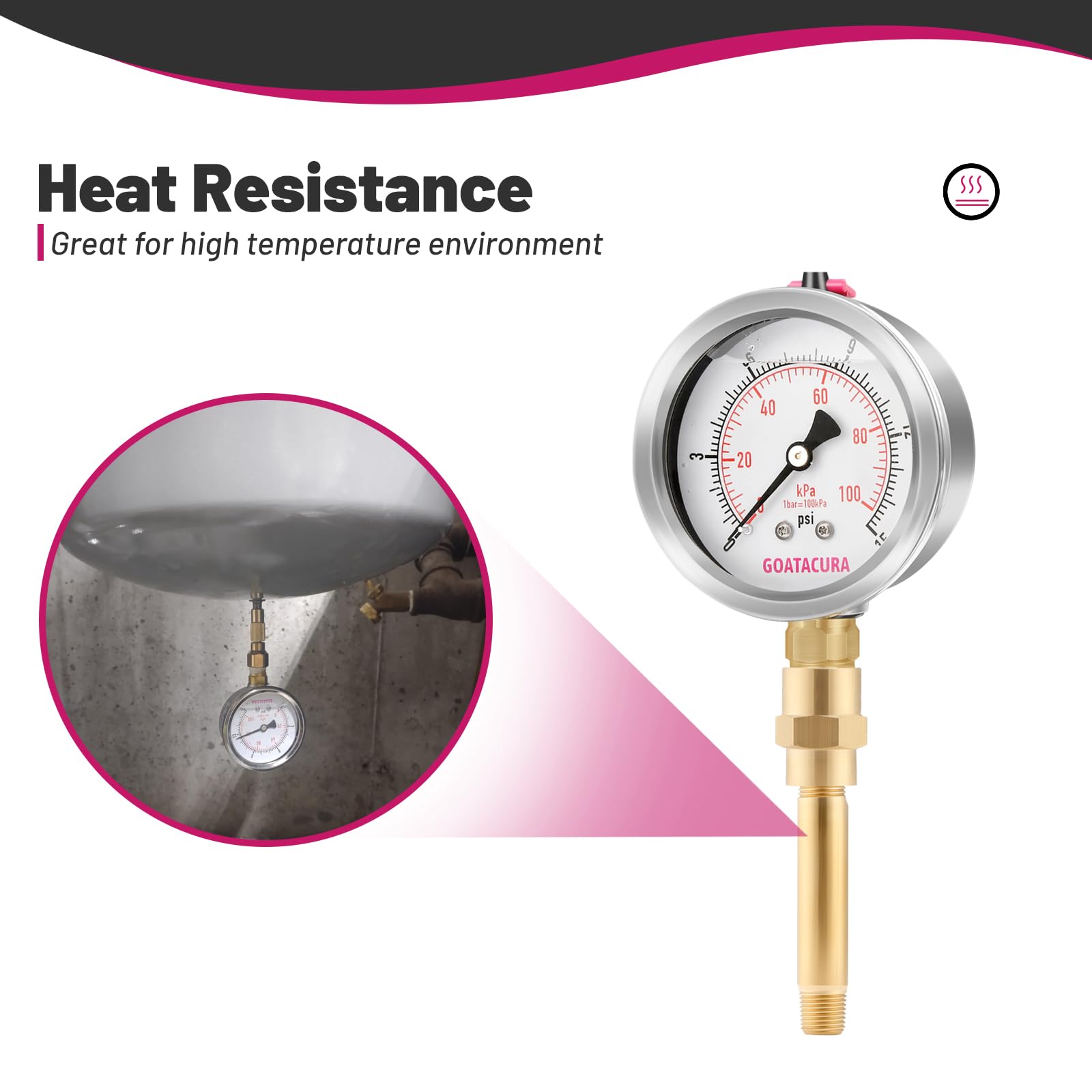 Kit manometro per aria compressa riempito di glicerina per riscaldatori da 0-15 psi, quadrante da 2-1/2", ad alta precisione, per la misurazione di riscaldatori portatili a olio combustibile a bassa