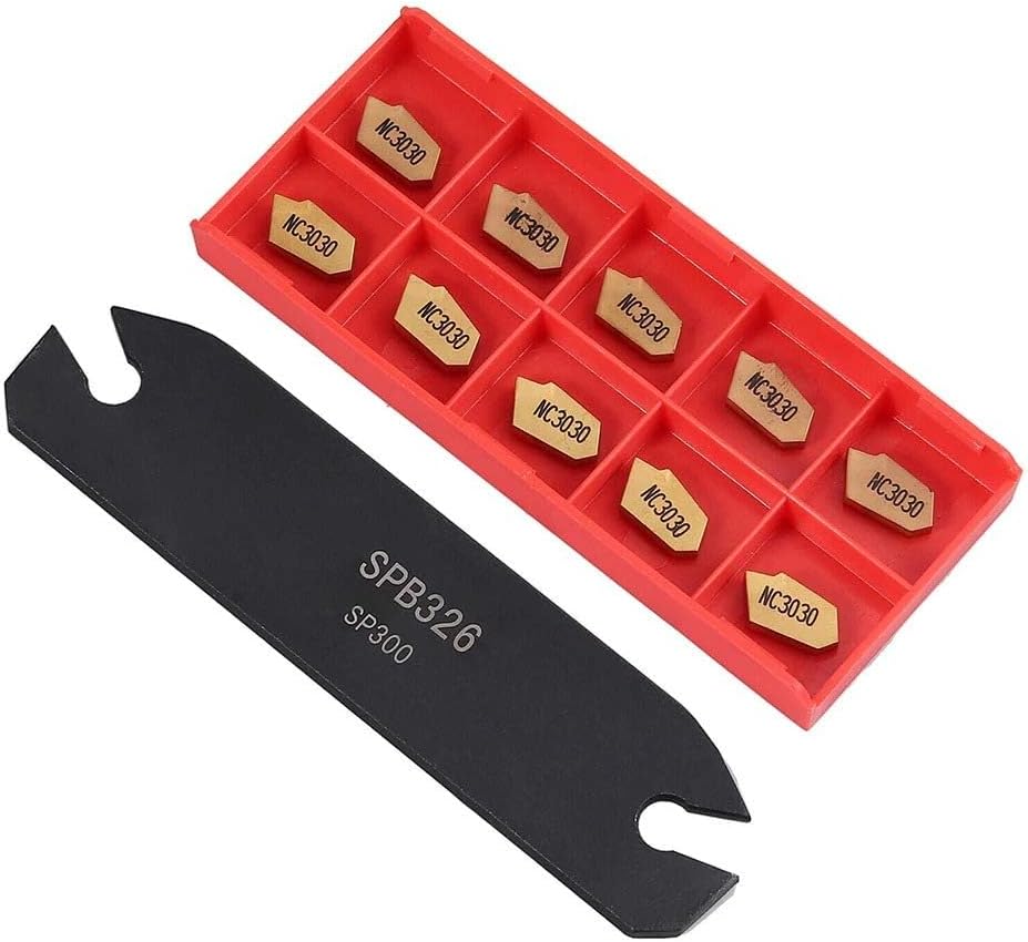 Lathe Tool Holder SPB26-3 26mm,Grooving Cut-Off Tool Holder,Metal Lathe Cutting Tool, lathe cut off tool,with 10PCS GTN-3 SP300 Carbide Inserts for Cutting Threading Grooving