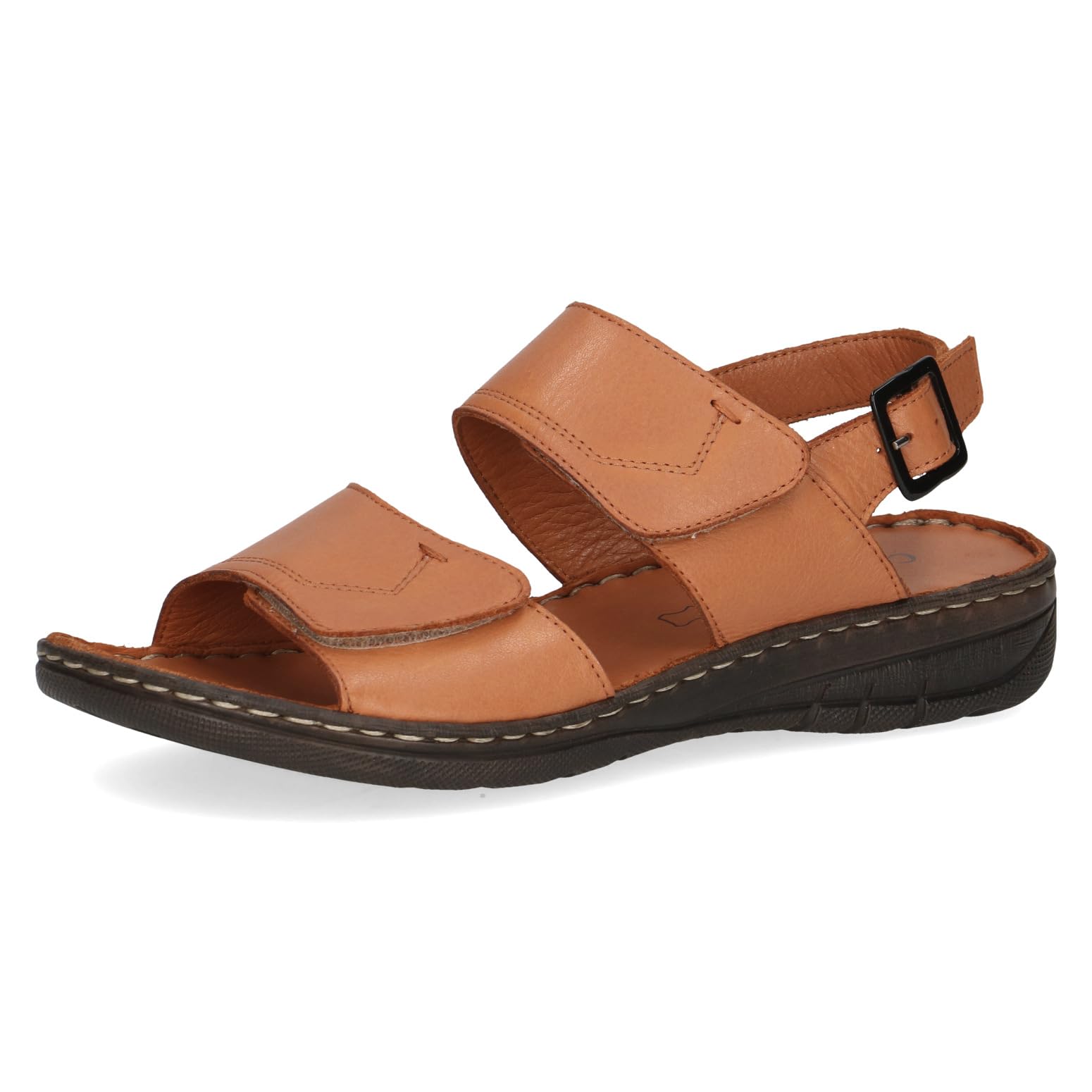 CAPRICE Women's Heeled Leather Sandals Comfortable, Brown (Nut Nappa), 4 UK